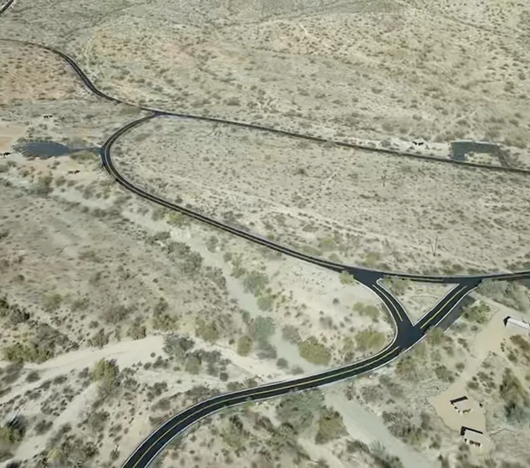 Aerial of new winding roads at South Mountain Park, Phoenix AZ