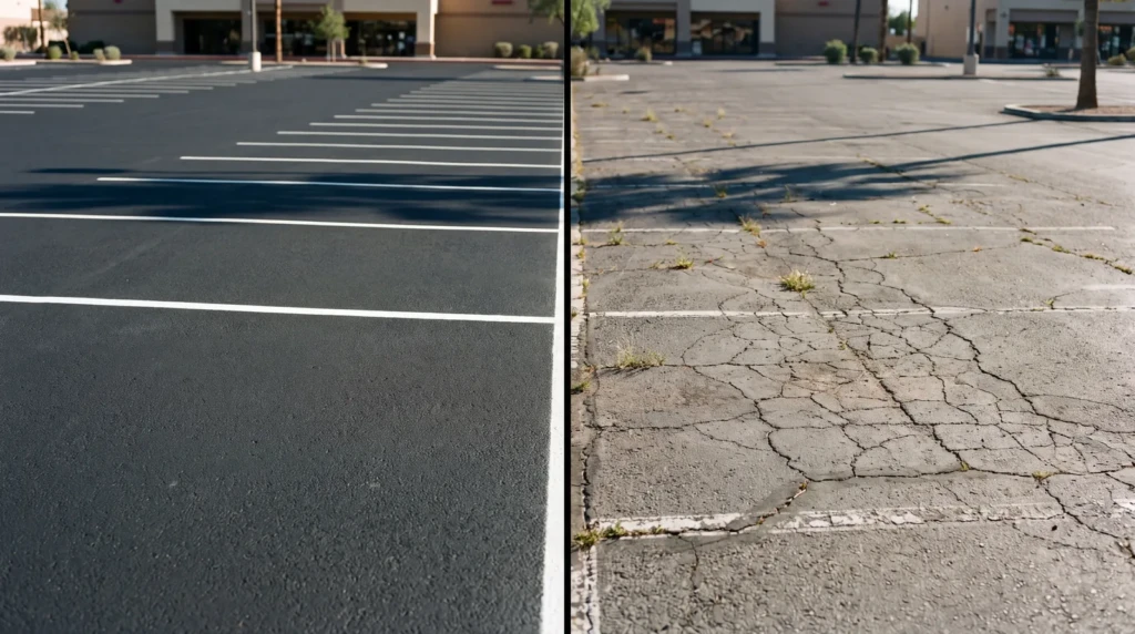 Comparison between regular preventive maintenance asphalt and none