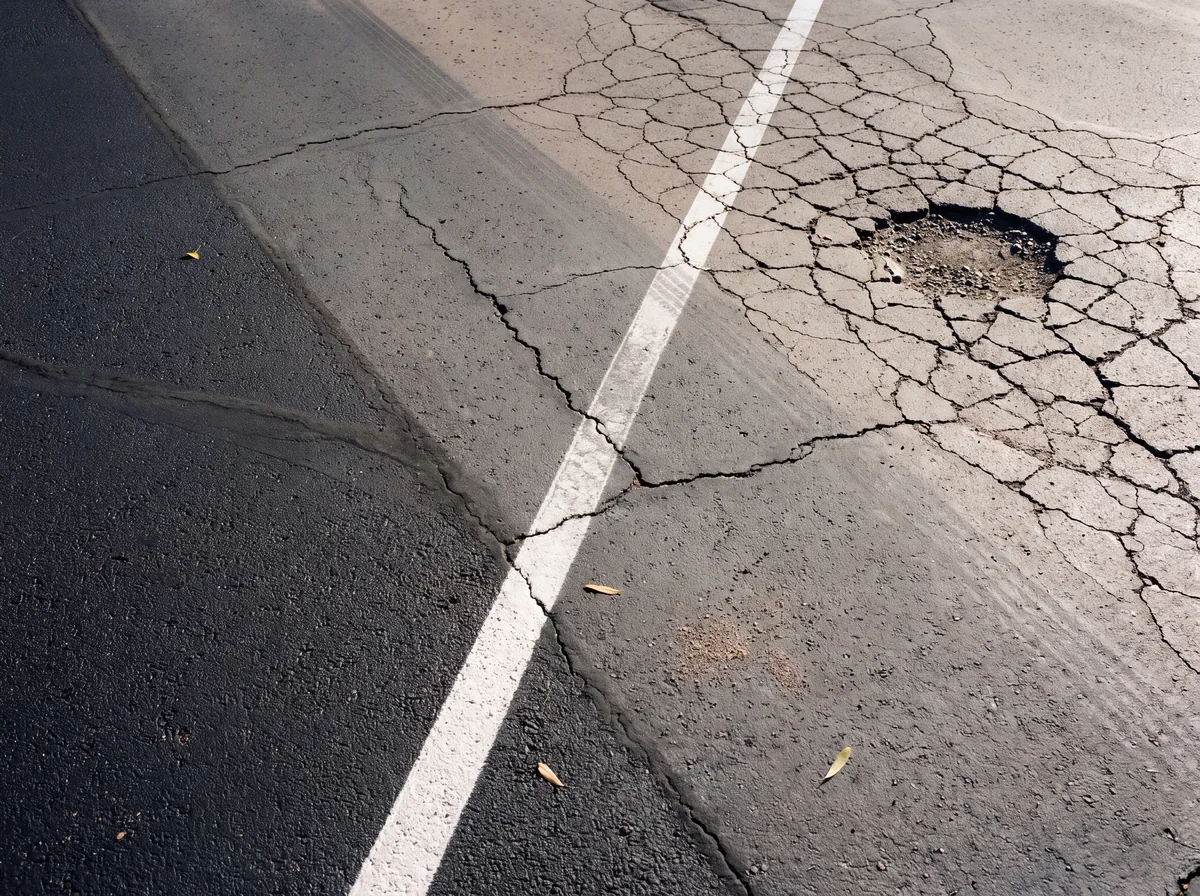 Table of asphalt deterioration stages with typical treatments and budget categories